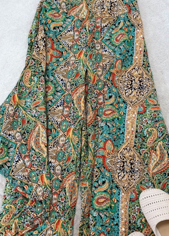 Loose Blue Asymmetrical High Waist Pockets Wide Leg Pants Summer