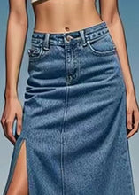 Load image into Gallery viewer, Loose Blue Pockets Side Open Denim Summer Skirts