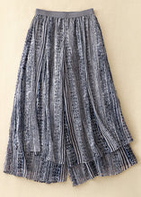 Load image into Gallery viewer, Loose Blue Print Elastic Waist Layered Silk Cotton Wide Leg Pants