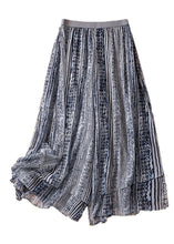 Load image into Gallery viewer, Loose Blue Print Elastic Waist Layered Silk Cotton Wide Leg Pants