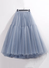 Load image into Gallery viewer, Loose Blue Solid High Waist Tulle Pleated Skirt