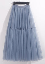 Load image into Gallery viewer, Loose Blue Solid High Waist Tulle Pleated Skirt