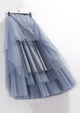 Load image into Gallery viewer, Loose Blue Solid High Waist Tulle Pleated Skirt