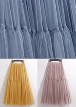 Load image into Gallery viewer, Loose Blue Solid High Waist Tulle Pleated Skirt