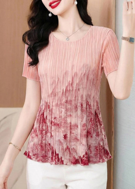 Loose Blue Striped O-Neck T Shirt Short Sleeve