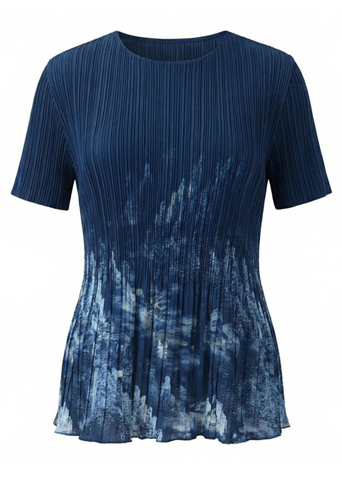 Loose Blue Striped O-Neck T Shirt Short Sleeve