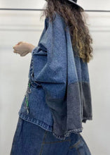 Load image into Gallery viewer, Loose Blue V Neck Button Patchwork Denim Coats Long Sleeve