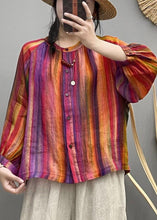 Load image into Gallery viewer, Loose Brown Print Button Linen Shirt Long Sleeve