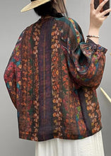 Load image into Gallery viewer, Loose Brown Print Button Linen Shirt Long Sleeve