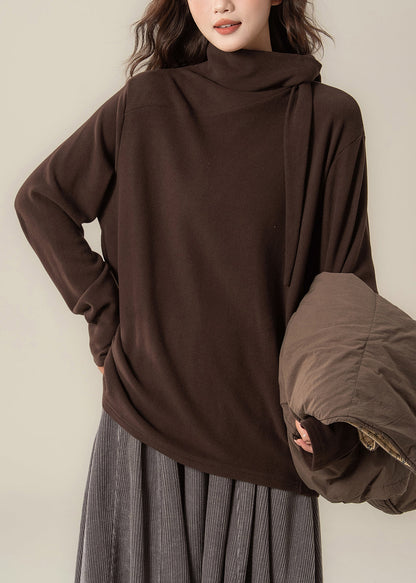 Loose Coffee O Neck Button Cotton Filled Two Piece Set Sleeveless