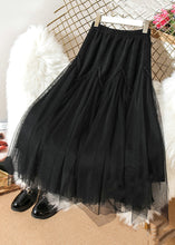 Load image into Gallery viewer, Loose Coffee Ruffled Elastic Waist Patchwork Tulle Skirts Spring