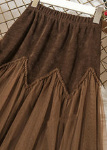 Load image into Gallery viewer, Loose Coffee Ruffled Elastic Waist Patchwork Tulle Skirts Spring