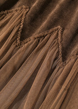 Load image into Gallery viewer, Loose Coffee Ruffled Elastic Waist Patchwork Tulle Skirts Spring