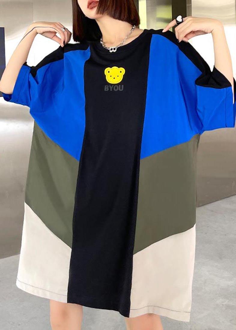 Loose Color block Loose Casual Maxi Dress Summer - SooLinen