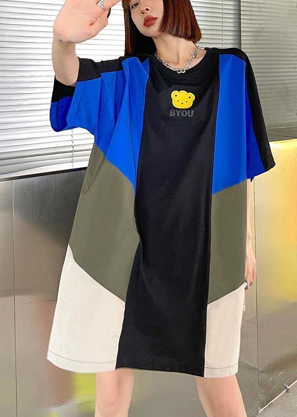 Loose Color block Loose Casual Maxi Dress Summer - SooLinen