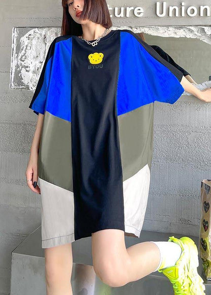 Loose Color block Loose Casual Maxi Dress Summer - SooLinen