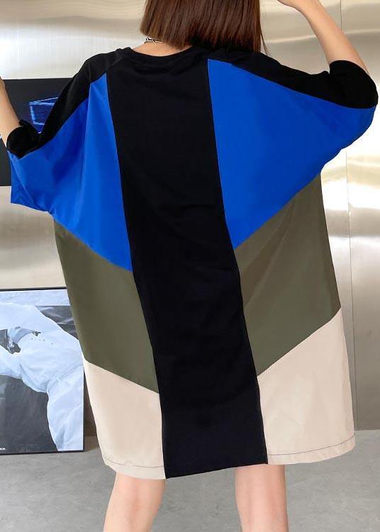 Loose Color block Loose Casual Maxi Dress Summer - SooLinen