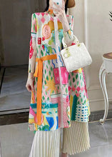 Load image into Gallery viewer, Loose Colorblock Button Print Cotton Shirts Dresses Long Sleeve