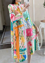Load image into Gallery viewer, Loose Colorblock Button Print Cotton Shirts Dresses Long Sleeve