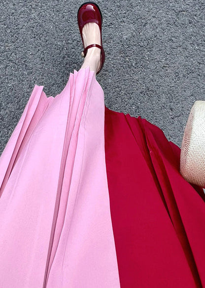 Loose Colorblock O Neck Wrinkled Cotton Long Dress Sleeveless