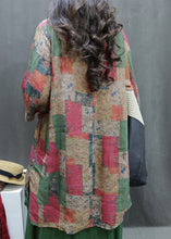 Load image into Gallery viewer, Loose Colorblock Print Side Open Linen Shirt Half Sleeve