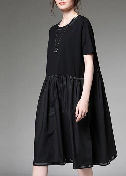 Loose Cotton outfit 2019 Summer Color Block Plus Size Dress - SooLinen