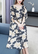 Load image into Gallery viewer, Loose Floral O Neck Print Lace Patchwork Chiffon Dresses Summer