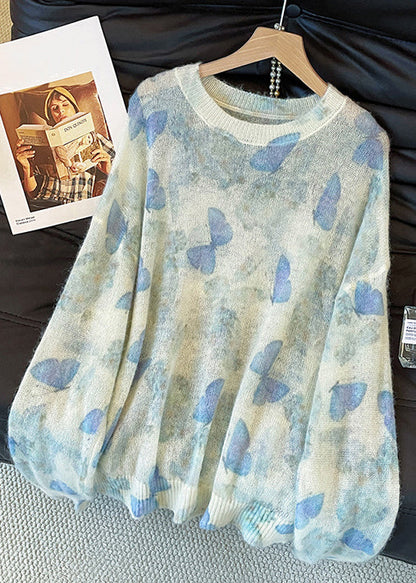 Loose Gradient Color Butterfly Cozy Knit Sweaters Fall