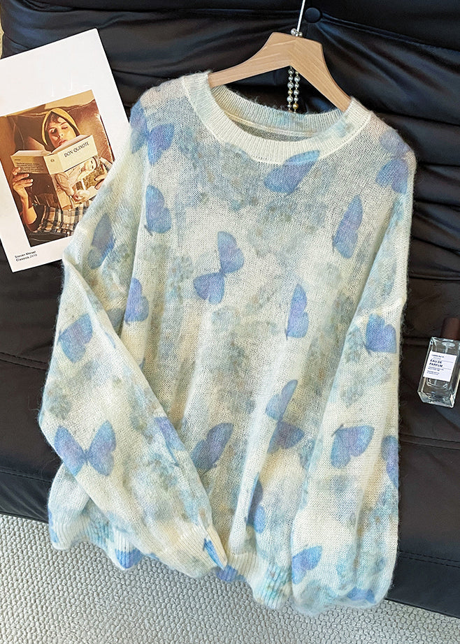Loose Gradient Color Butterfly Cozy Knit Sweaters Fall