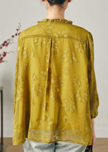 Load image into Gallery viewer, Loose Grass Green Ruffled Wrinkled Chiffon Shirt Top Summer