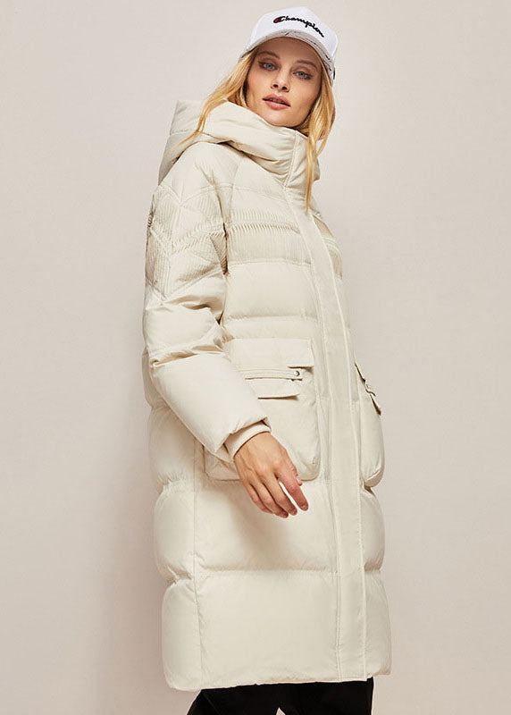 Loose Green Hooded Wrinkled Solid Silk cotton blend Coat Winter