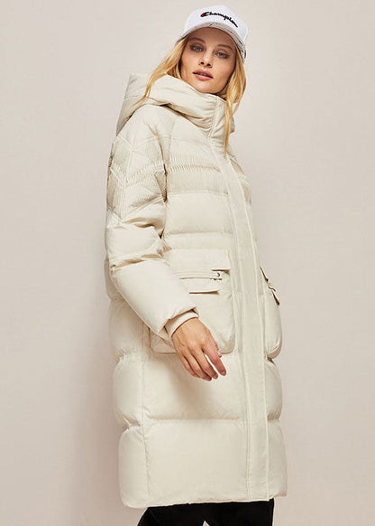 Loose Green Hooded Wrinkled Solid Silk cotton blend Coat Winter