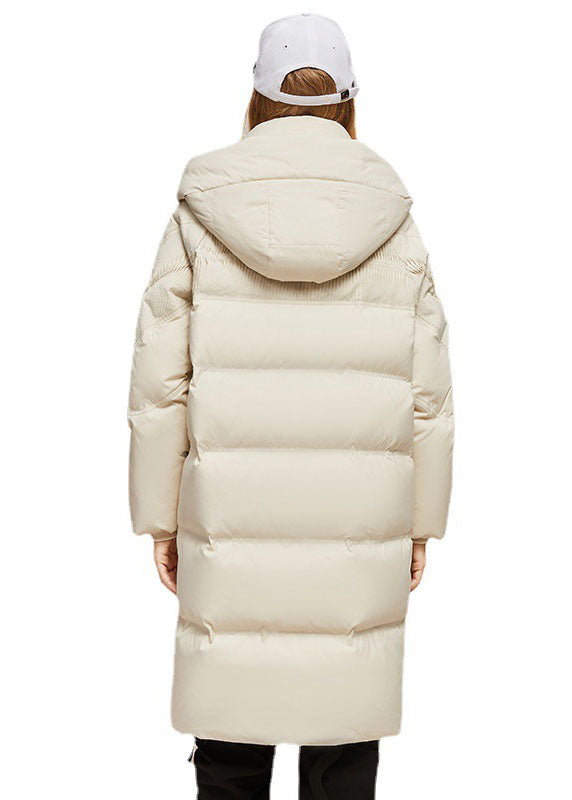 Loose Green Hooded Wrinkled Solid Silk cotton blend Coat Winter