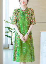 Load image into Gallery viewer, Loose Green Lace Up Print Silk Long Dresses Summer