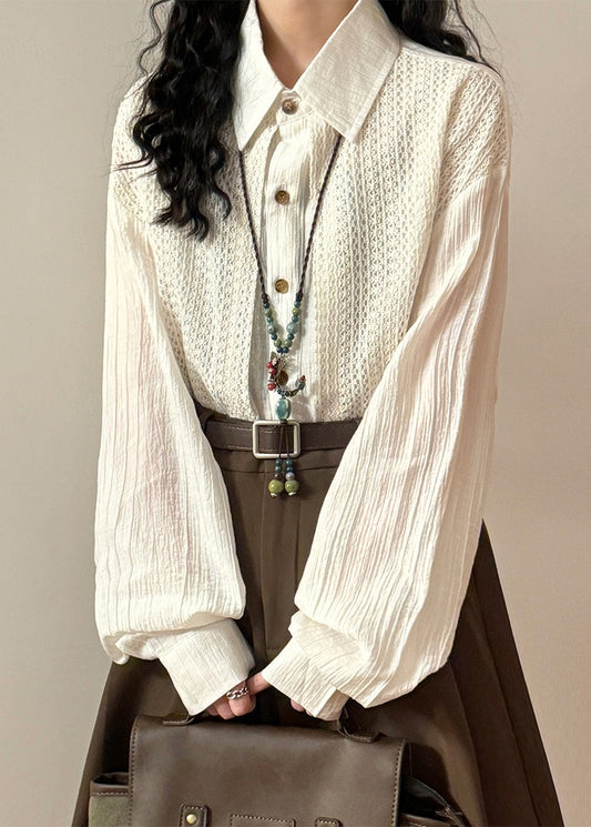 Loose Green Peter Pan Collar False Two Pieces Knit Patchwork Shirt Spring