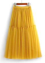 Load image into Gallery viewer, Loose Green Wrinkled Elastic Waist Tulle Skirts Summer