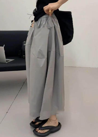 Loose Grey Patchwork Elastic Waist Crop Pants Summer