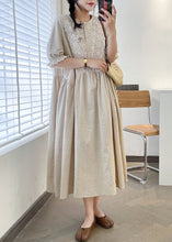 Load image into Gallery viewer, Loose Linen O Neck Lace Patchwork Linen Long Dresses Summer