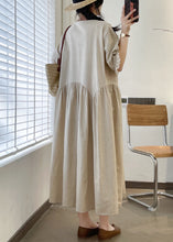 Load image into Gallery viewer, Loose Linen O Neck Lace Patchwork Linen Long Dresses Summer
