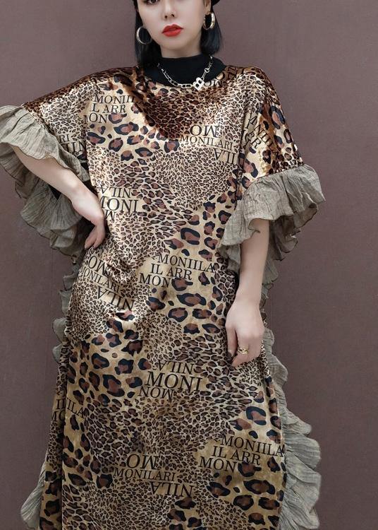 Loose O Neck Ruffles Spring Clothes Women Lnspiration Leopard Dress - SooLinen