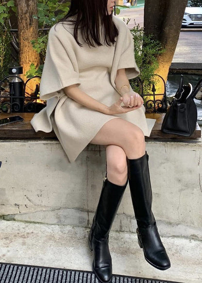 Loose Orange Turtleneck Side Open Cozy Knit Sweaters Spring