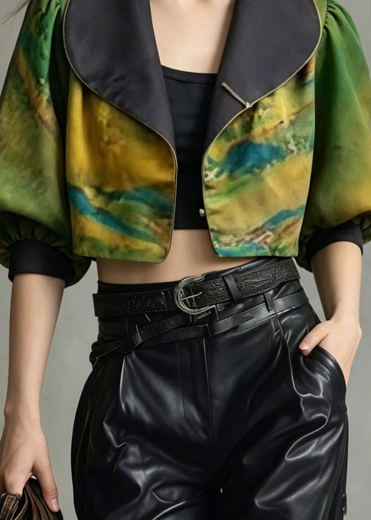 Loose Peter Pan Collar Tie Dye Satin Coat Fall