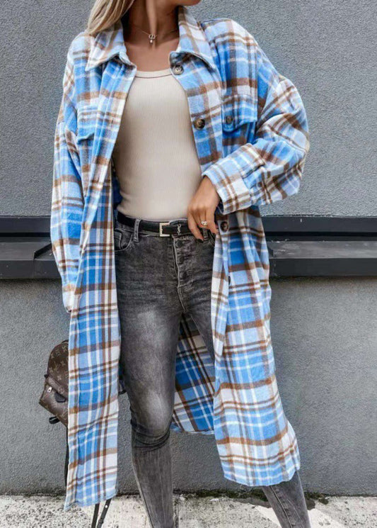 Loose Pink Peter Pan Collar Pockets Woolen Shirts Coat Fall