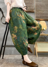 Load image into Gallery viewer, Loose Red Print Pockets Linen Crop Pants Summer