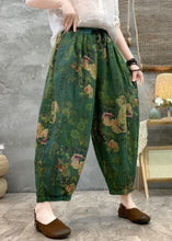 Load image into Gallery viewer, Loose Red Print Pockets Linen Crop Pants Summer