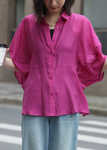 Load image into Gallery viewer, Loose Rose Peter Pan Collar Button Shirt Summer