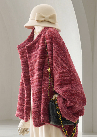 Loose Rose Striped Woolen Cotton Filled Coat Winter