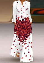 Load image into Gallery viewer, Loose V Neck Love Cat Print Long Dresses Spring