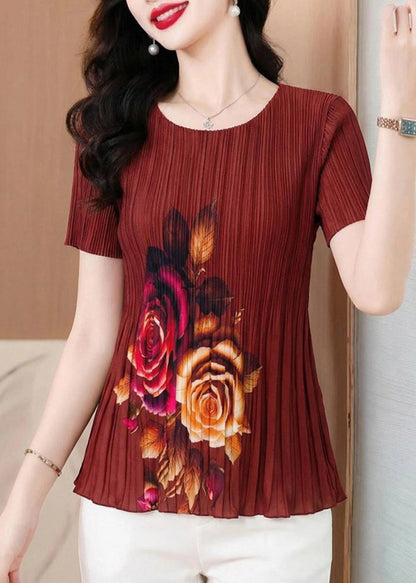 Loose White O-Neck Wrinkled T Shirt Short Sleeve