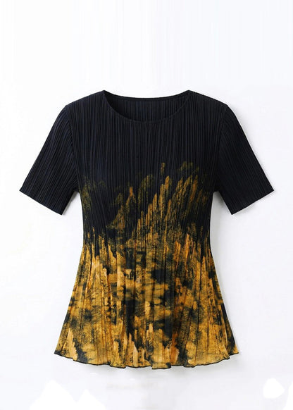 Loose White O-Neck Wrinkled T Shirt Short Sleeve